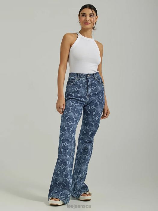Lee Women High Rise Lasered Relaxed Flare Jean Laser Floral Clothing 480T156 - Image 1