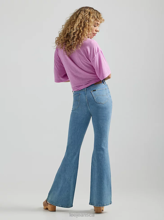 Lee Women High Rise Ripped Flare Jean Glacial Pace DX Clothing 480T162 - Image 2