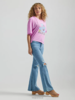 Lee Women High Rise Ripped Flare Jean Glacial Pace DX Clothing 480T162 - Image 3