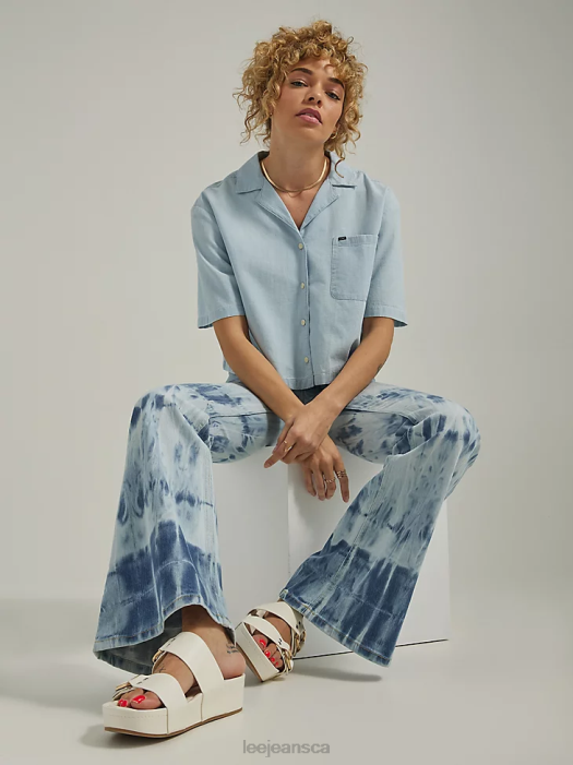 Lee Women High Rise Tie Dye Flare Jean Tough Storm Clothing 480T153 - Image 4