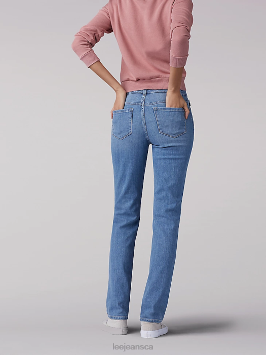 Lee Women Instantly Slims Relaxed Fit Straight Leg Jean Classic Fit Inspire Blue Clothing 480T79 - Image 2