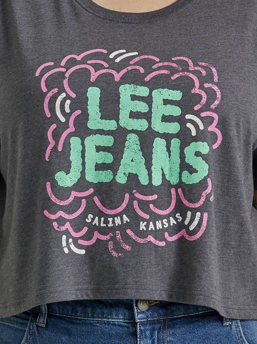 Lee Women Jeans Boyfriend Crop Graphic Tee (Plus) Charcoal Heather Clothing 480T381 - Image 3