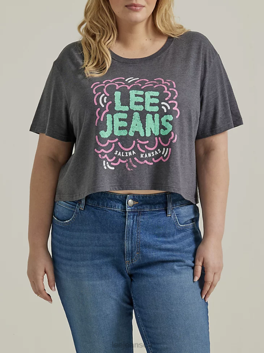 Lee Women Jeans Boyfriend Crop Graphic Tee (Plus) Charcoal Heather Clothing 480T381 - Image 1