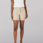 Lee Women Legendary High Rised Relaxed Fit Patch Short Oxford Tan Clothing 480T339
