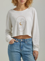 Lee Women Moon Hands Boyfriend Crop Long Sleeve Graphic Tee Marshmallow Clothing 480T384