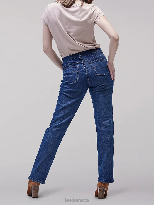 Lee Women Original Relaxed Fit Straight Leg Jeans (Petite) Premium Rinse Clothing 480T64 - Image 3