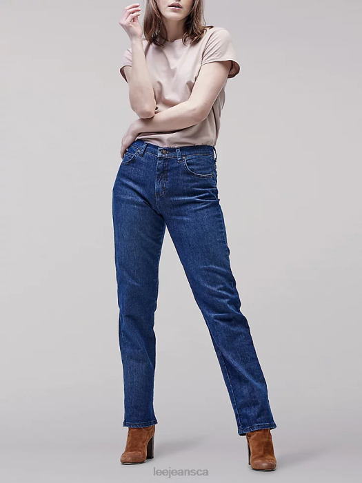 Lee Women Original Relaxed Fit Straight Leg Jeans Premium Rinse Clothing 480T16 - Image 2