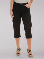Lee Women Relaxed Fit Austyn Cargo Capri Black Clothing 480T465