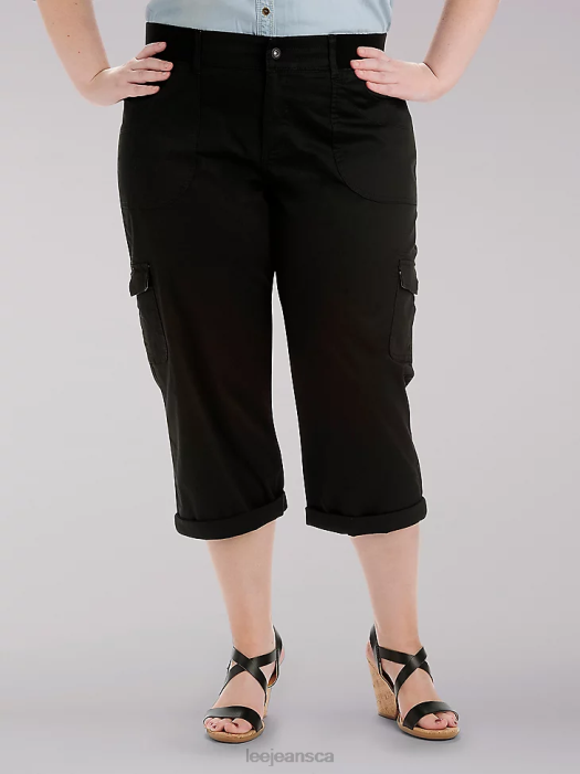 Lee Women Relaxed Fit Austyn Cargo Capri (Plus) Black Clothing 480T467 - Image 1