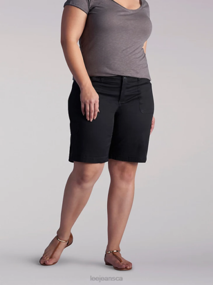 Lee Women Relaxed Fit Avey Knitwaist Cargo Bermuda (Plus) Black Clothing 480T292
