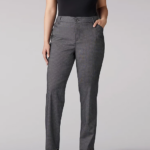 Lee Women Relaxed Fit Straight Leg Pant (All Day Pant) (Plus) Black White Plaid Clothing 480T224