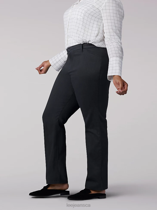 Lee Women Relaxed Fit Straight Leg Pant (All Day Pant) (Plus) Charcoal Heather Clothing 480T223 - Image 3