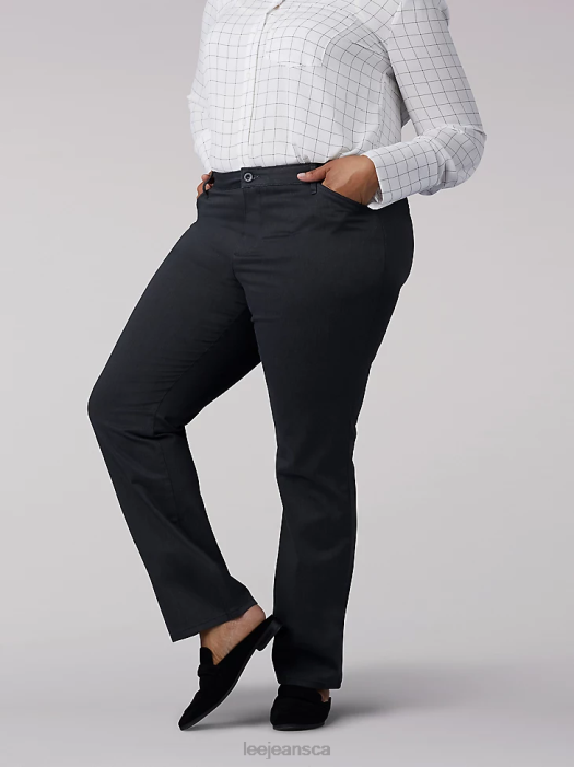 Lee Women Relaxed Fit Straight Leg Pant (All Day Pant) (Plus) Charcoal Heather Clothing 480T223 - Image 1