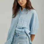 Lee Women Relaxed One Pocket Button Down Shirt Foam Clothing 480T399