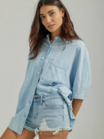 Lee Women Relaxed One Pocket Button Down Shirt Foam Clothing 480T399