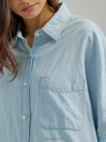 Lee Women Relaxed One Pocket Button Down Shirt Foam Clothing 480T399 - Image 3