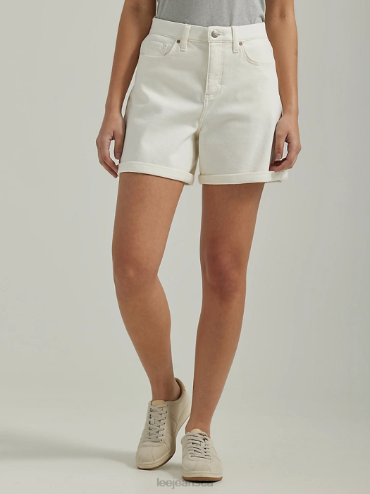 Lee Women Ultra Lux Cuffed A-line Short Ecru Clothing 480T328 - Image 1