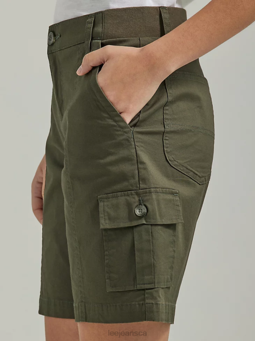 Lee Women Ultra Lux with Flex-to-Go Relaxed Cargo Bermuda Frontier Olive Clothing 480T254 - Image 5