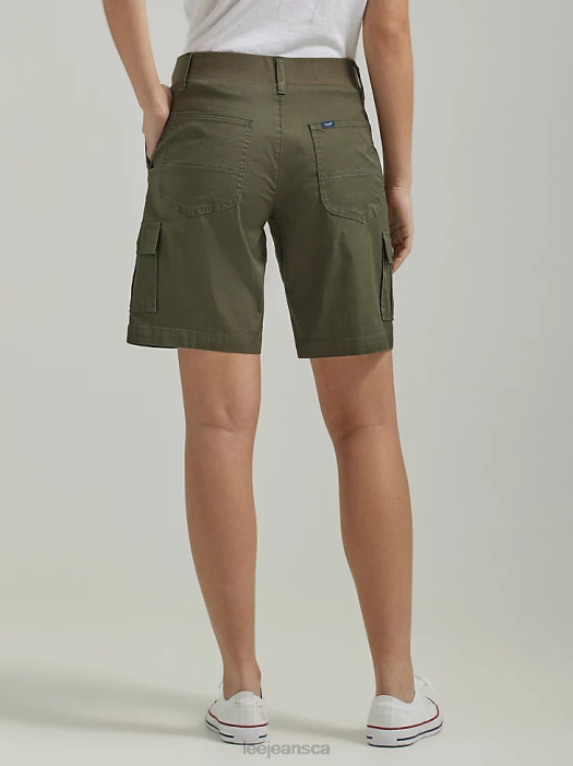 Lee Women Ultra Lux with Flex-to-Go Relaxed Cargo Bermuda (Petite) Frontier Olive Clothing 480T263 - Image 2
