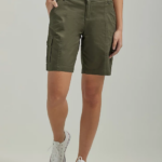 Lee Women Ultra Lux with Flex-to-Go Relaxed Cargo Bermuda (Petite) Frontier Olive Clothing 480T263