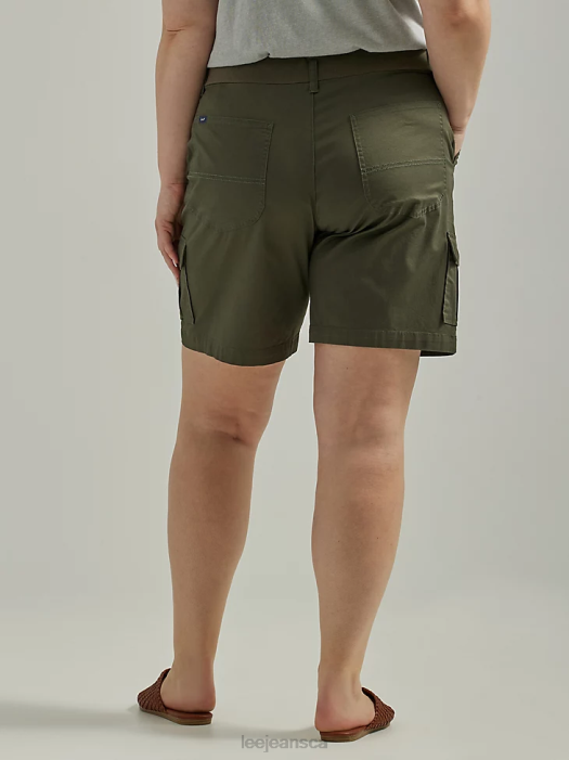 Lee Women Ultra Lux with Flex-to-Go Relaxed Cargo Bermuda (Plus) Frontier Olive Clothing 480T269 - Image 2