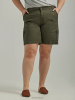 Lee Women Ultra Lux with Flex-to-Go Relaxed Cargo Bermuda (Plus) Frontier Olive Clothing 480T269