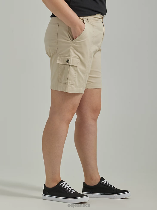 Lee Women Ultra Lux with Flex-to-Go Relaxed Cargo Bermuda (Plus) Pioneer Beige Clothing 480T266 - Image 2