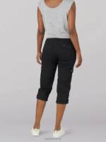 Lee Women Ultra Lux with Flex-to-Go Relaxed Cargo Capri Black Clothing 480T435 - Image 2