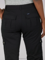 Lee Women Ultra Lux with Flex-to-Go Relaxed Cargo Capri Black Clothing 480T435 - Image 4