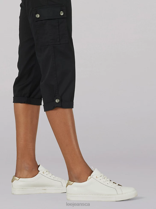 Lee Women Ultra Lux with Flex-To-Go Relaxed Cargo Capri (Petite) Black Clothing 480T460 - Image 5