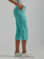 Lee Women Ultra Lux with Flex-To-Go Relaxed Cargo Capri (Petite) Dusty Jade Clothing 480T457 - Image 3