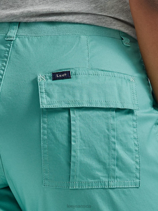 Lee Women Ultra Lux with Flex-To-Go Relaxed Cargo Capri (Petite) Dusty Jade Clothing 480T457 - Image 4