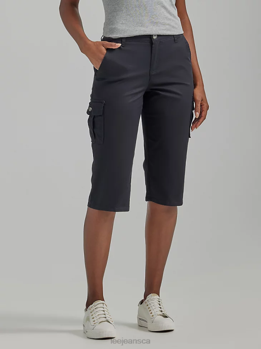 Lee Women Ultra Lux with Flex-to-Go Relaxed Cargo Skimmer (Petite) Black Clothing 480T456 - Image 1