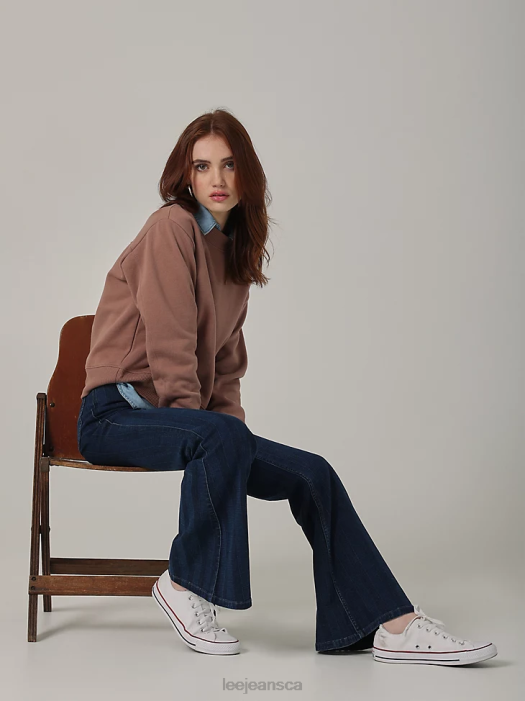 Lee Women Vintage Modern High Rise Flare Jean Mid Stripe Clothing 480T152 - Image 5
