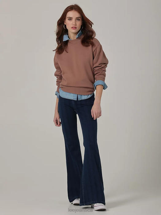 Lee Women Vintage Modern High Rise Flare Jean Mid Stripe Clothing 480T152 - Image 1