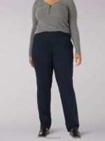 Lee Women Wrinkle Free Relaxed Fit Straight Leg Pant (Plus) Imperial Blue Clothing 480T202
