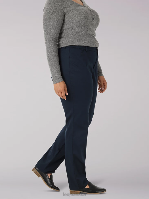Lee Women Wrinkle Free Relaxed Fit Straight Leg Pant (Plus) Imperial Blue Clothing 480T202 - Image 3