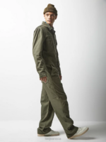 Lee x The Brooklyn Circus Men Herringbone Pleated Union-All Muted Olive Clothing 480T1153 - Image 4