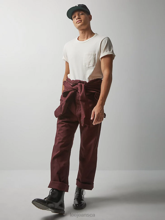 Lee x The Brooklyn Circus Men Herringbone Pleated Union-All Velvet Beet Clothing 480T1152 - Image 3