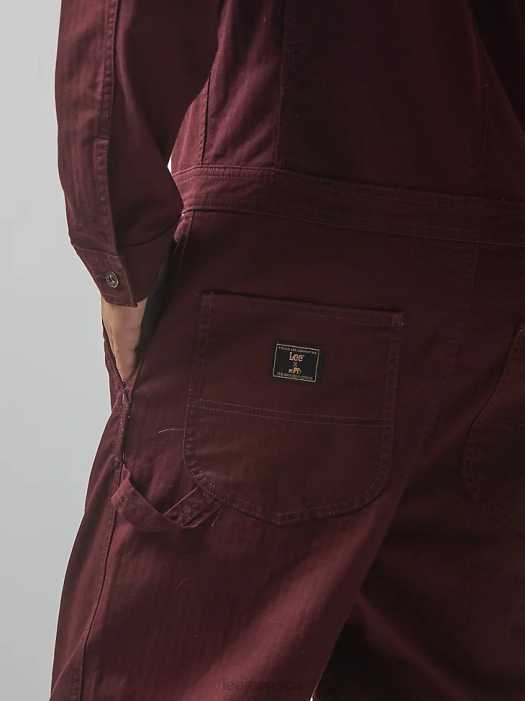 Lee x The Brooklyn Circus Men Herringbone Pleated Union-All Velvet Beet Clothing 480T1152 - Image 6