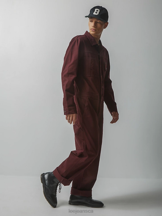 Lee x The Brooklyn Circus Men Herringbone Pleated Union-All Velvet Beet Clothing 480T1152 - Image 7