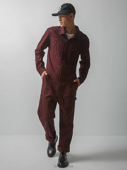 Lee x The Brooklyn Circus Men Herringbone Pleated Union-All Velvet Beet Clothing 480T1152 - Image 1