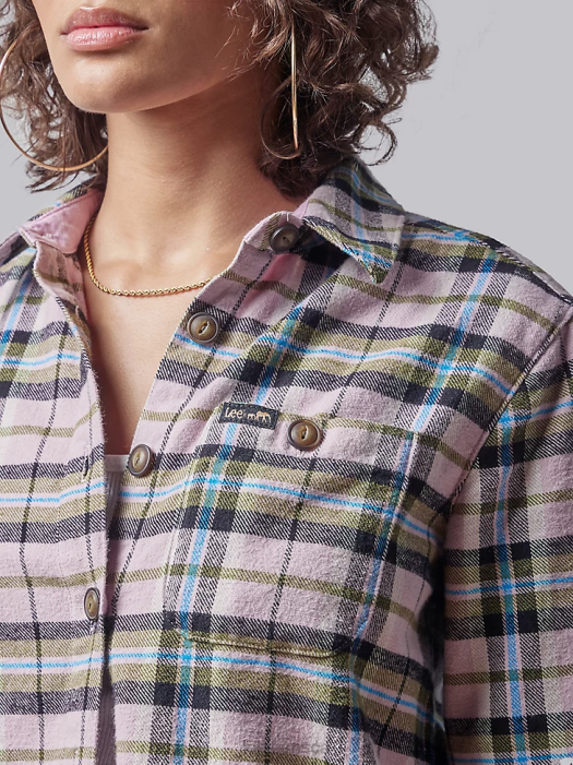 Lee x The Brooklyn Circus Women Plaid Overshirt Soft Misty Plaid Clothing 480T402 - Image 5